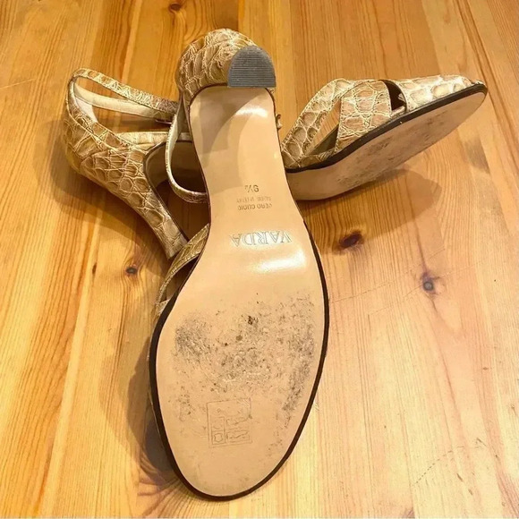 Varda Jenny B New York Designer Croc Leather Heel Sandals Corpcore Officecore - Picture 8 of 11
